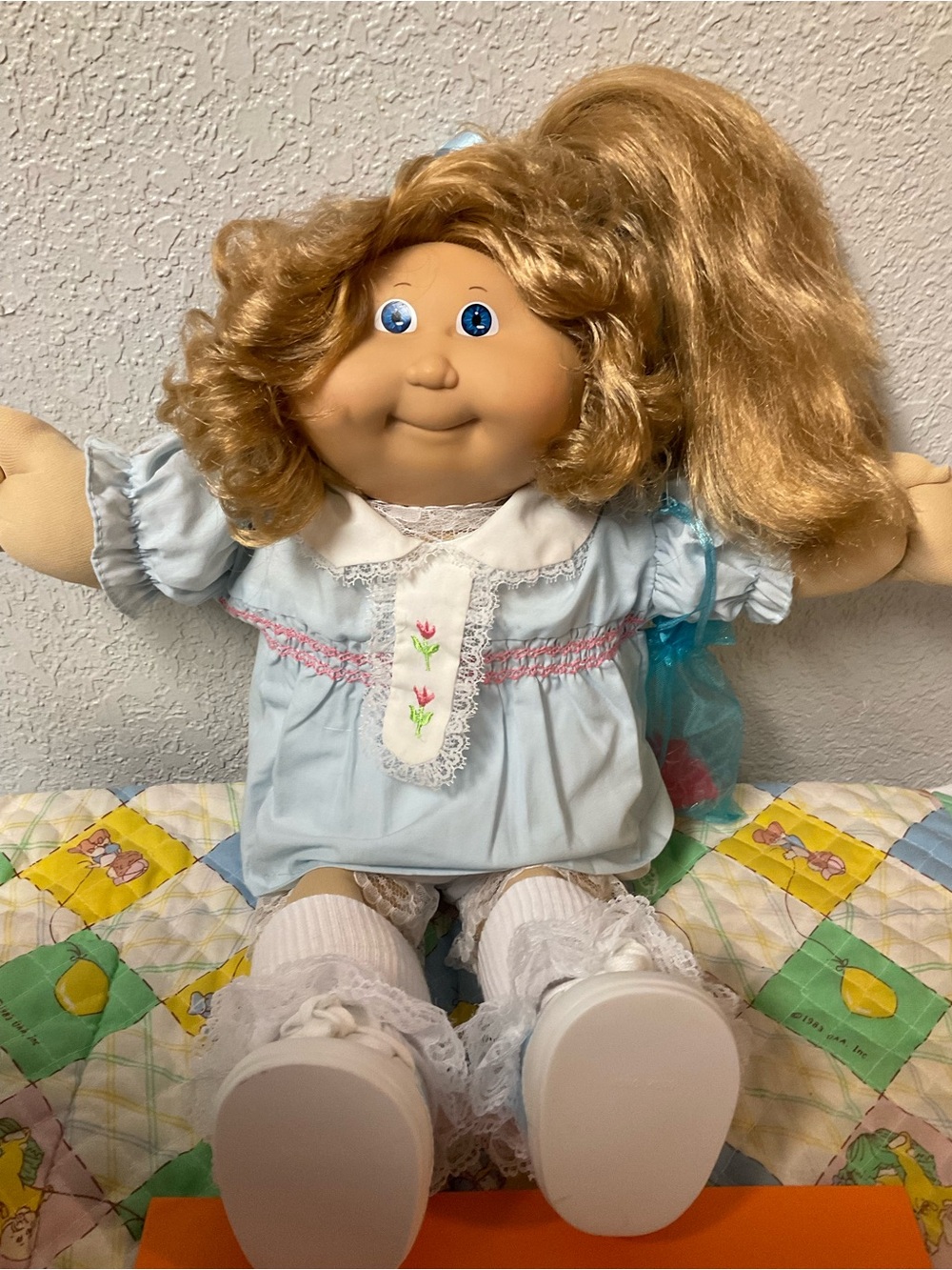 RARE Vintage Cabbage Patch Kid Girl Caramel Cornsilk Hair Blue Eyes HM#15 1986